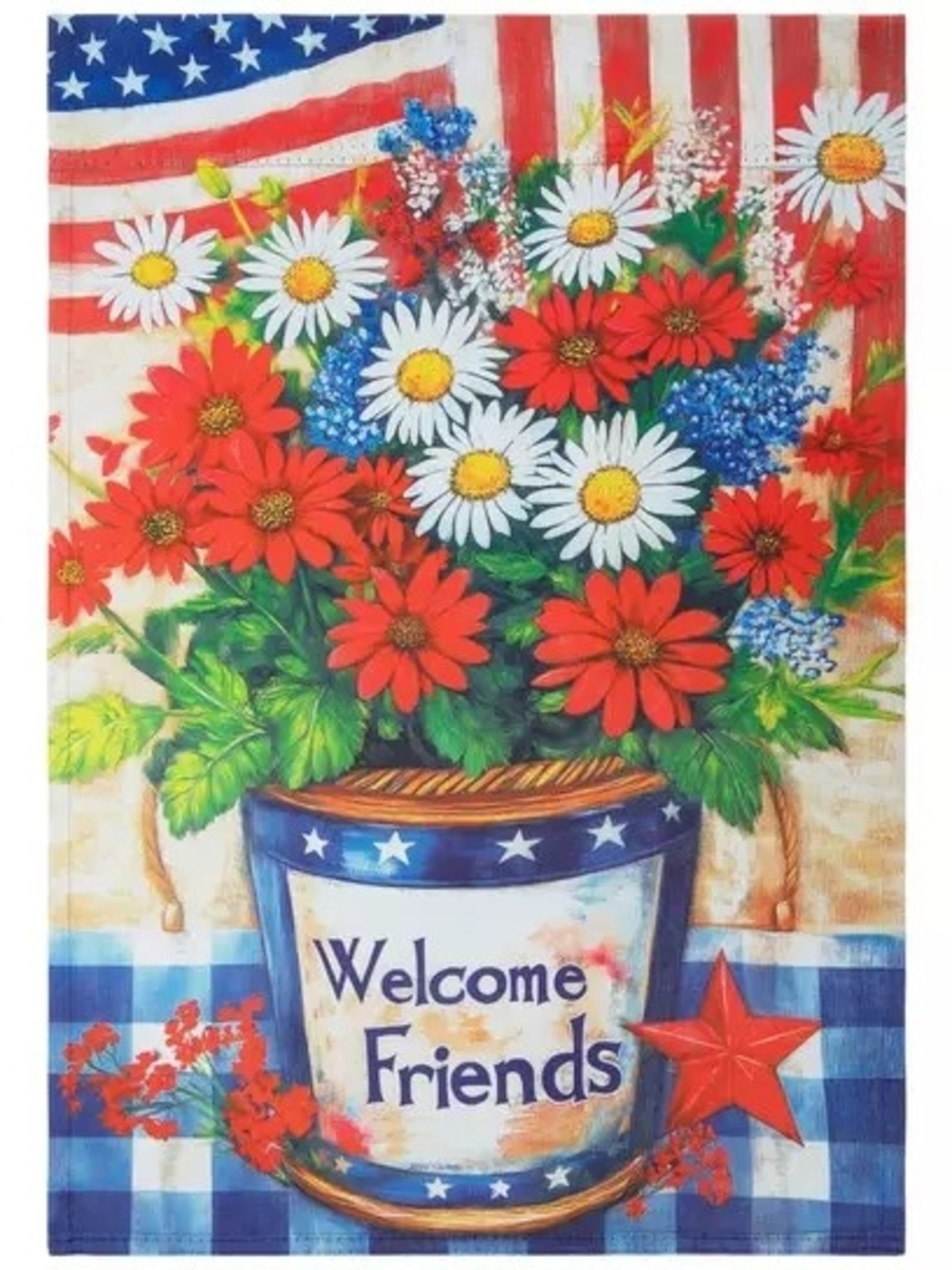 Hobby Lobby Patriotic Red White Blue Floral "Welcome Friends" Garden Flag - Picture 3 of 4